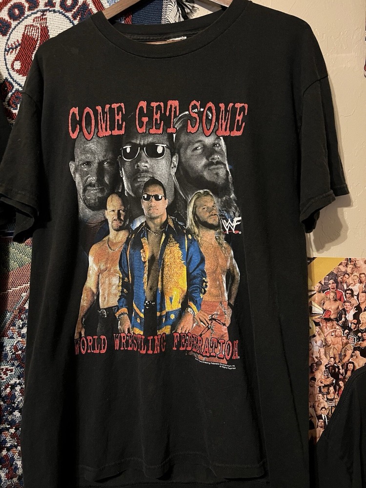 Vintage WWF The Rock Stone Cold Y2J Wrestling Tee XL Come Get Some