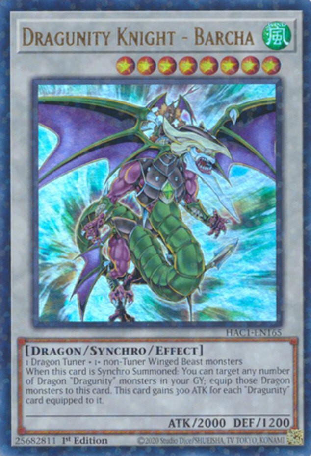 Dragunity Knight Barcha HAC1-EN165 Ultra Rare 1st Edition Duel Terminal