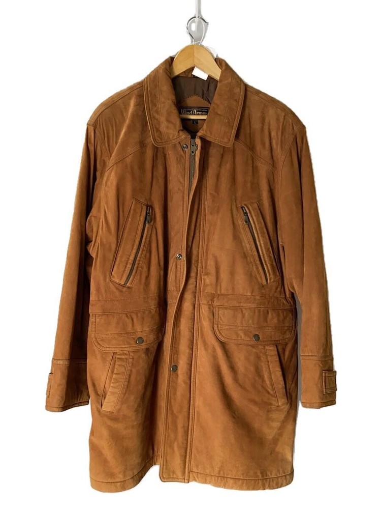 Wind-Resistant Leather Blouson Jacket in Cowhide Plain Design 1256