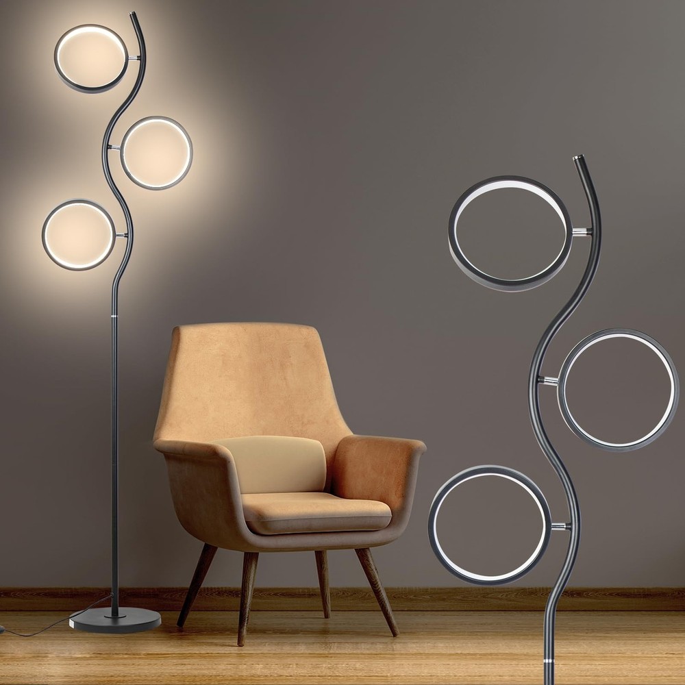 65IN Modern Floor Lamp with 3 Adjustable Circles for Living Room