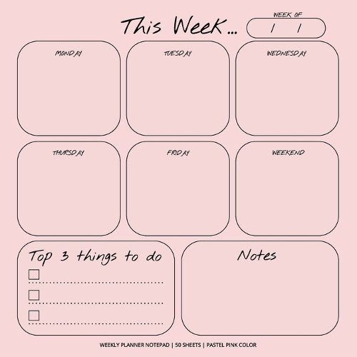 Weekly Planner Notepad : Pastel Pink Color, to Do List, Daily Agenda, Organizer, Desk Pad, 50 Sheets by Get List Done (2021, Trade Paperback)