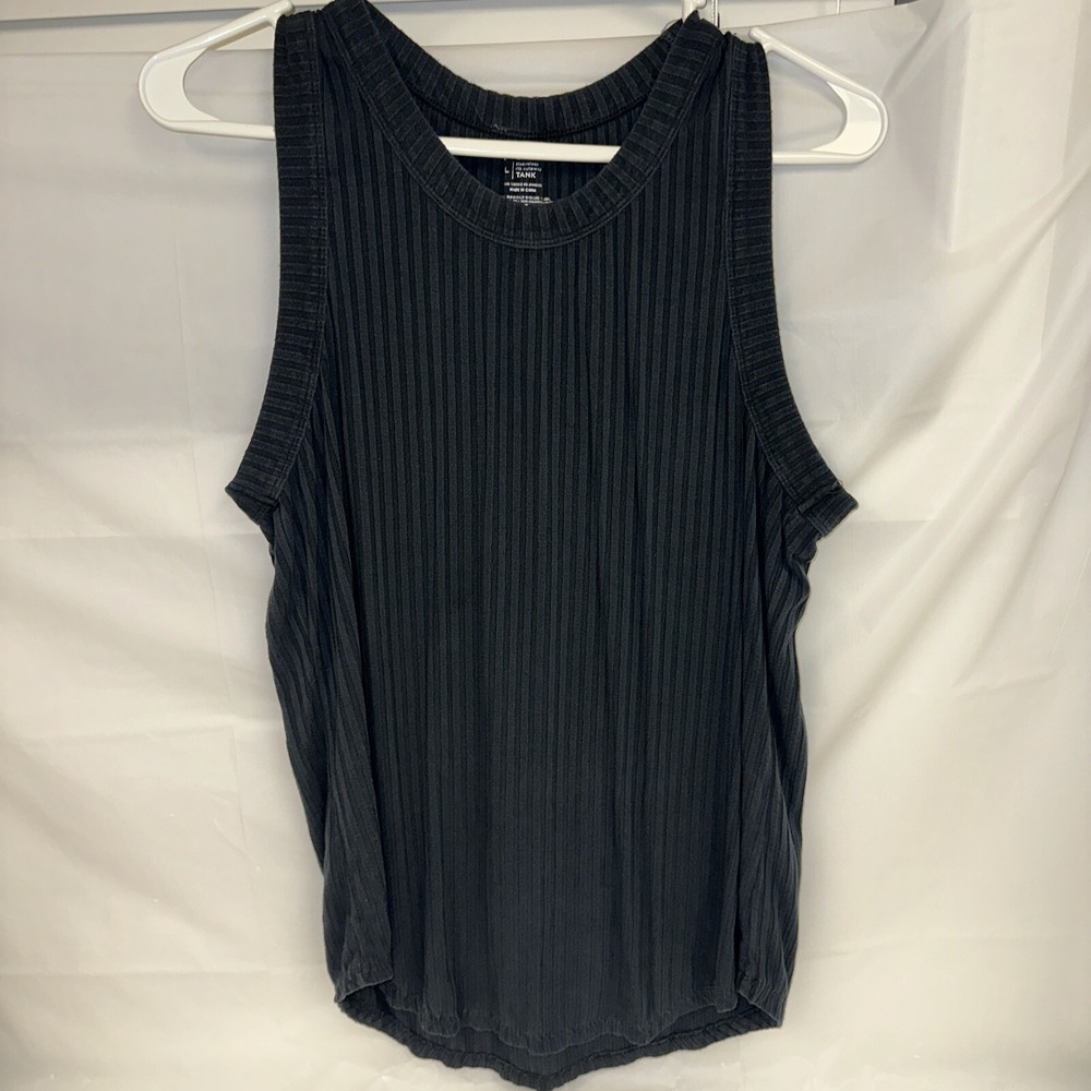 Members Mark Womens Ribbed Sleeveless Cutaway Tank Top in Navy Blue Size Large-image