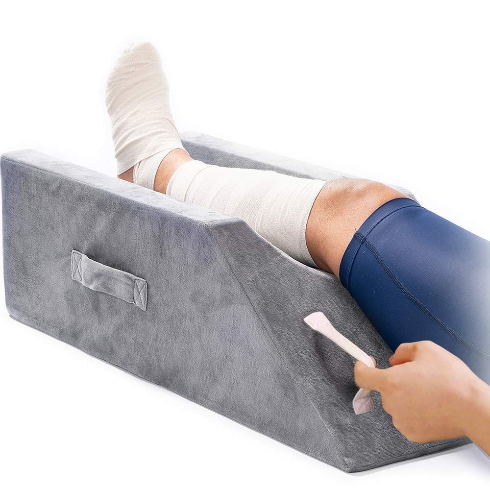 Memory Foam Leg Elevation Pillow with Dual Handles for Surgery & Injury Recovery  