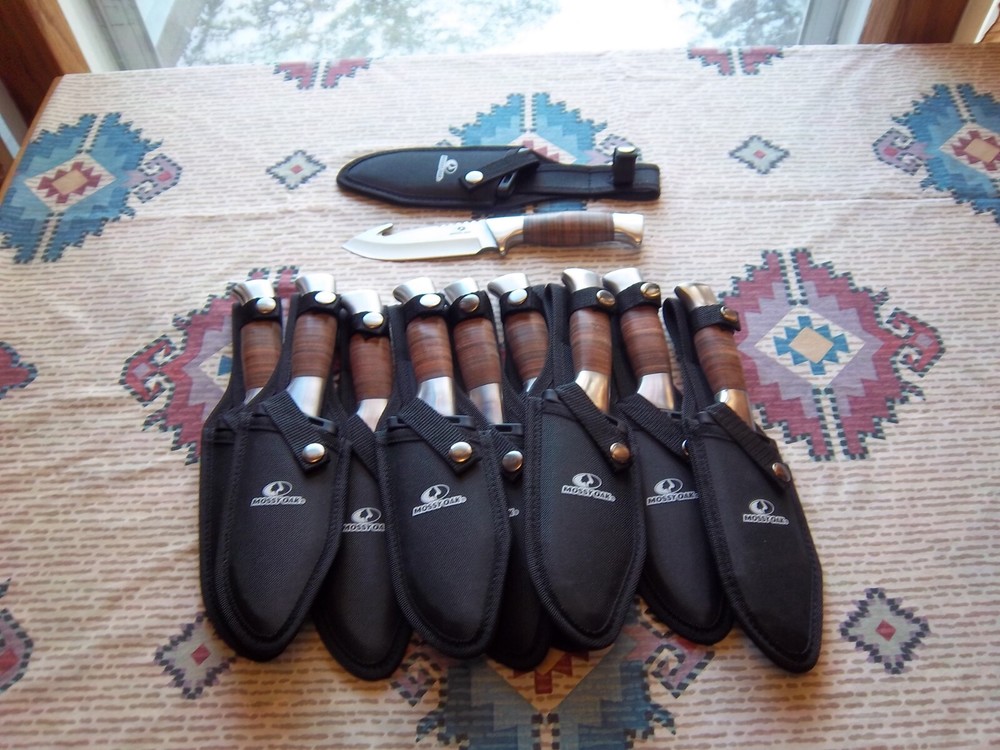 Mossy Oak Fixed Knife, Leather Wrapped Handle  10 Total