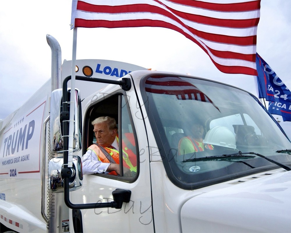 PRESIDENT DONALD TRUMP IN GARBAGE TRUCK HEADED TO WISCONSIN