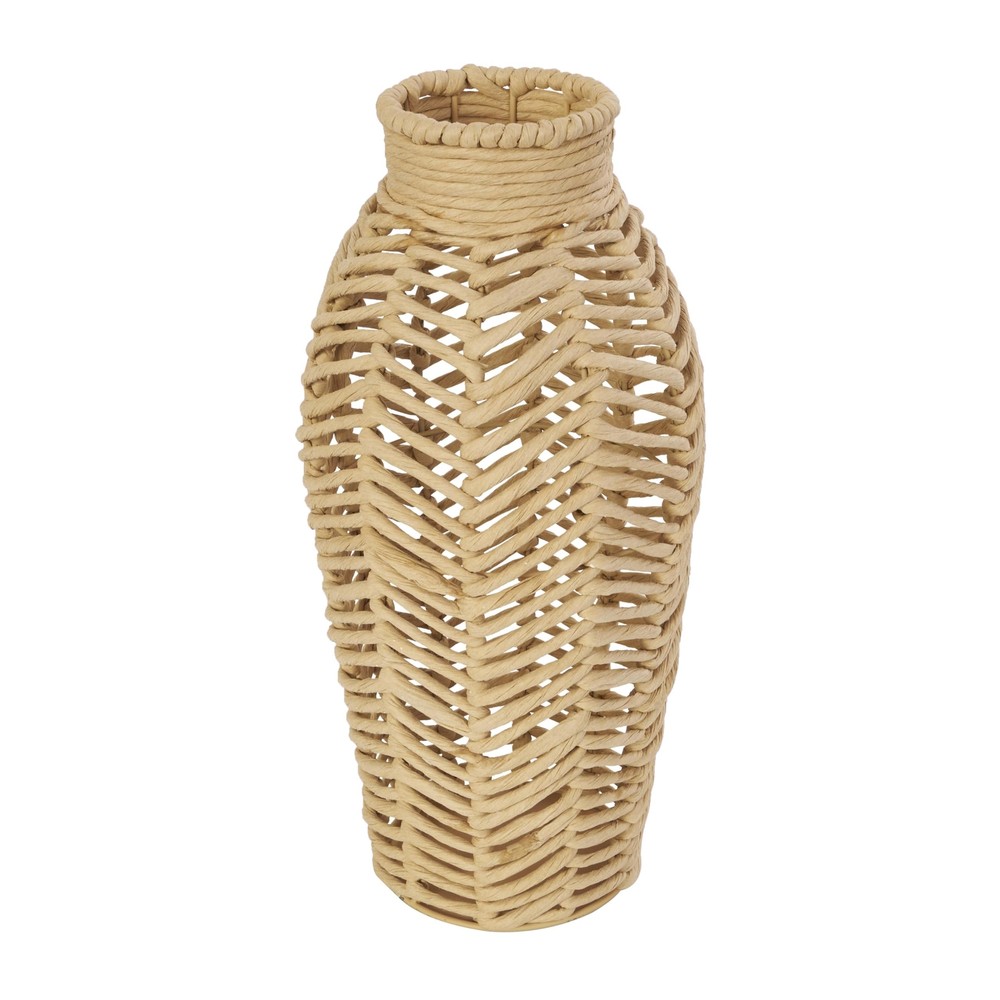Jute Rope Handmade Decorative Vase Woven Centerpiece Vase with Chevron Patter...
