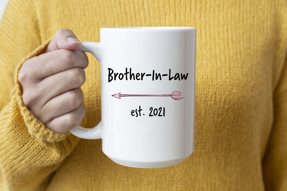 Brother In Law Est 2021 Mug New Brother In Law Arrow Coffee Mug Mug & Coaste