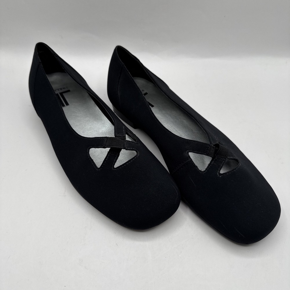 Trotters Metallic Black Shoe Maggie Sz 7.5 W Mary Jane Ballet Flats