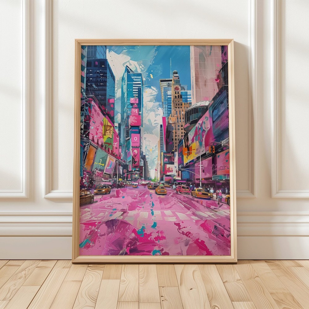 New York City Times Square Art  Colorful Urban Wall Art  Modern Cityscape Print