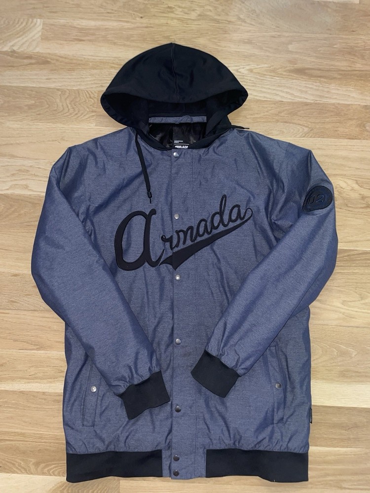 Armada Hooded Ski Jacket Parka XL Grey Script Logo Excellent Condition Lined