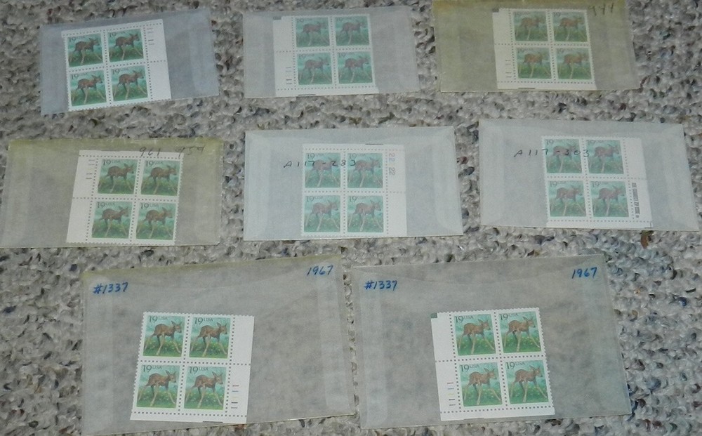 Unused Stamp lot of 8 Scott #2479 FAWN - 19 cent Plate Blocks