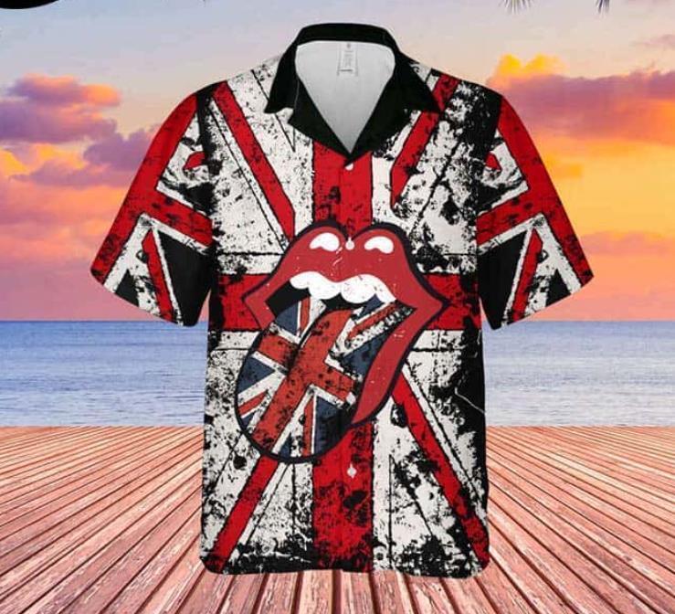 The Rolling Stones UK Flag Hawaiian Shirt with Vibrant 3D Art Print Aloha Style