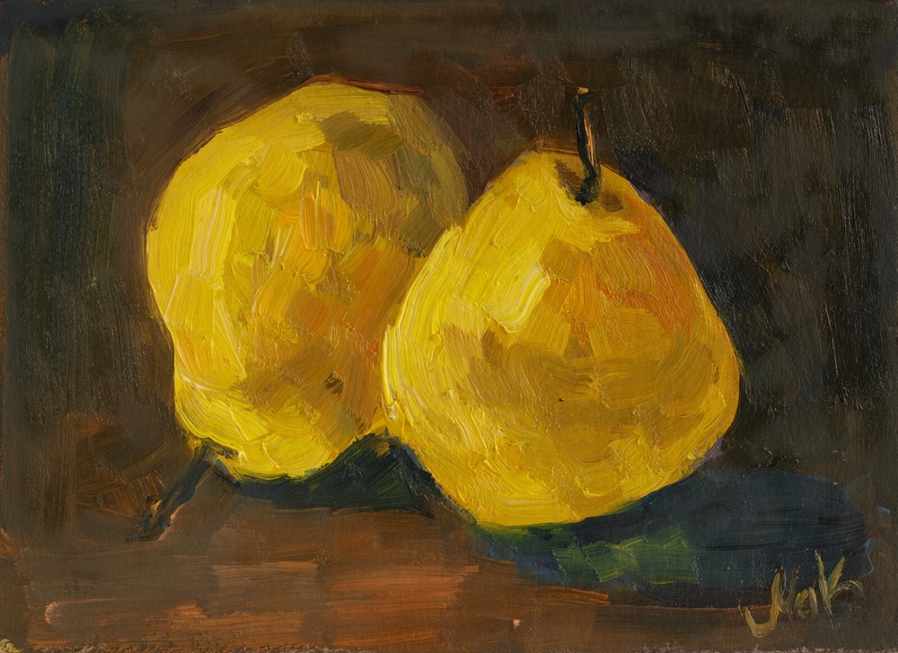Pears Oil Painting Fruit Impasto Original Wall Art Small Food Wall Art