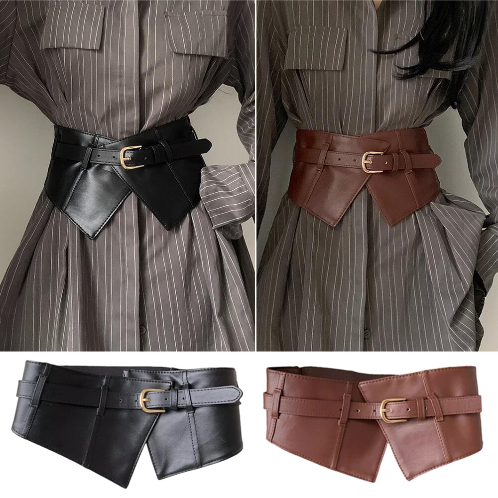 Pu Leather Irregular Waist Seal Super Wide Elastic Corset Belt All-match Luxury