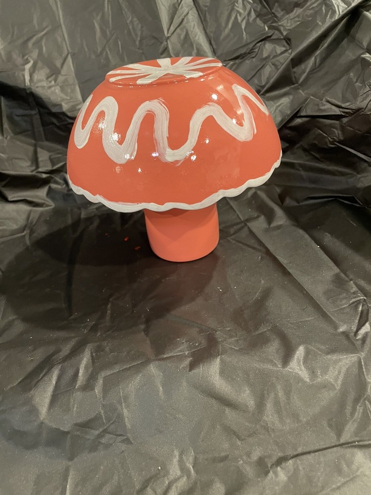 Repurposed Pink Painted Glass Garden Mushroom Indoor or Outdoor Decor 7