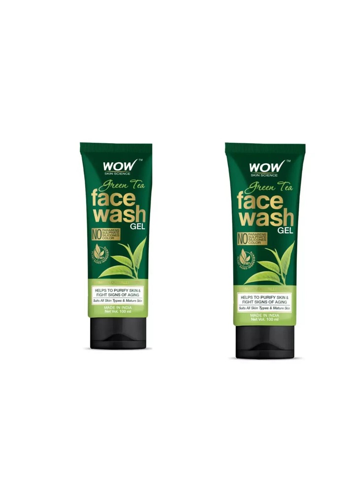 WOW Skin Science Green Tea Face Wash Gel 100ml x 2 Pack free shipping world wi