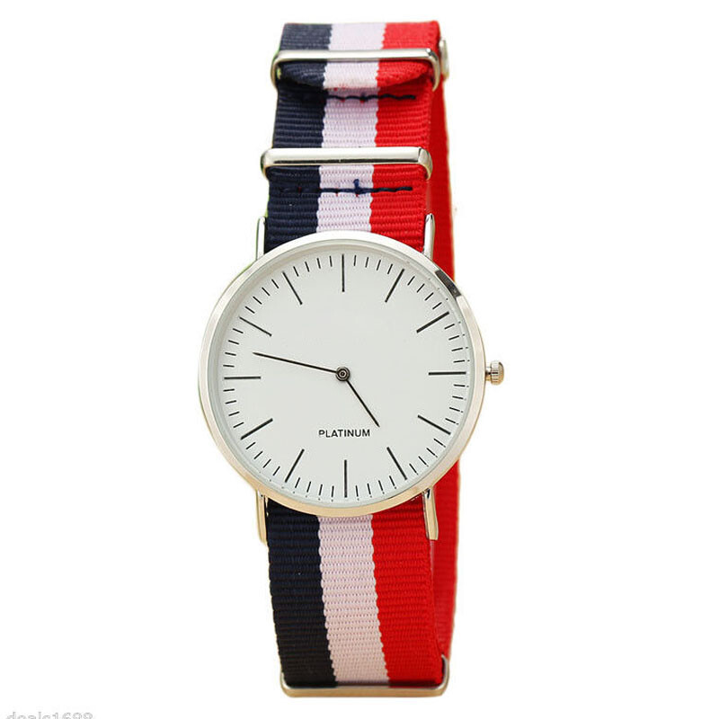 fashion Leisure Nylon canvas band Weave quartz Watch White D2J45999