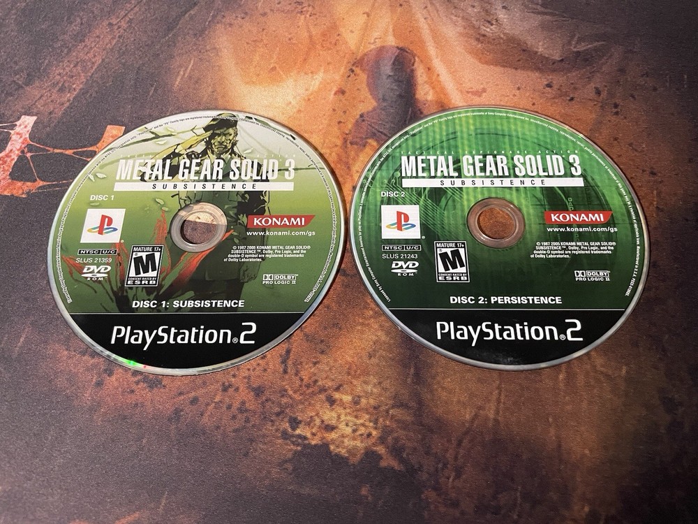 Metal Gear Solid 3 Subsistence PS2 Disc 1 and 2 No Manual