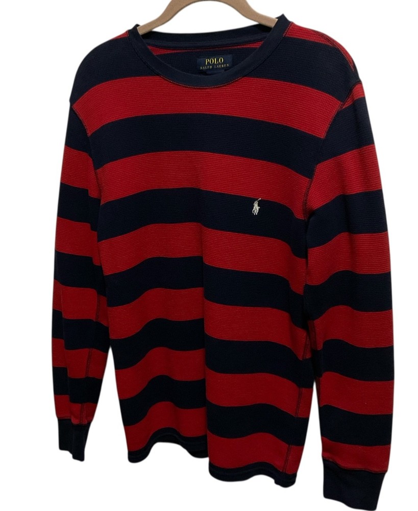Polo Ralph Lauren Shirt Waffle Mens M (unisex) Waffle knit striped long sleeve