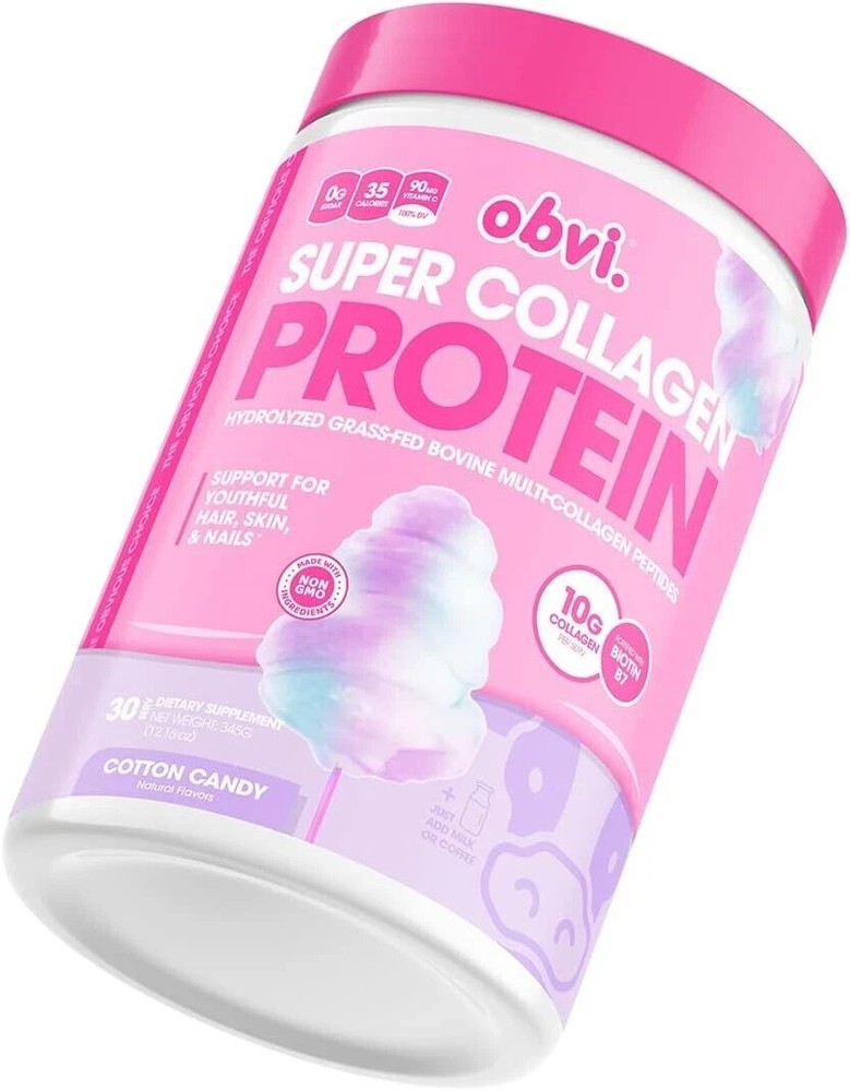 Obvi Super Collagen Protein Powder Cotton Candy Flavor 30 Servings 12.16 oz Exp 07/2025