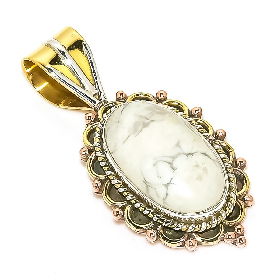 Natural Dendrite Opal TwoTone 925 Solid Sterling Silver Gift Pendant 1.50