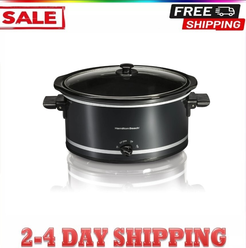 Beach 8-Quart Extra-Large Slow Cooker in Black Serves 10+
