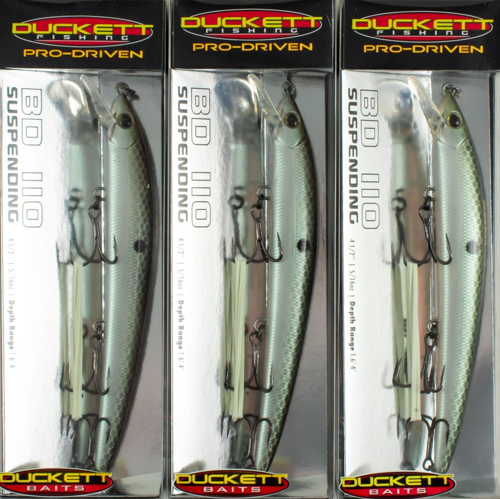 (LOT OF 3) DUCKETT PRO DRIVEN BD 110 JERKBAIT BD110GGS GREEN GIZZARD SHAD L4206