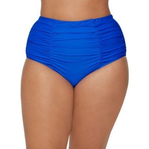 Bleu Rod Beattie Bikini Bottom Women 10 Blue Ruched High Waist Resort Beach NWT