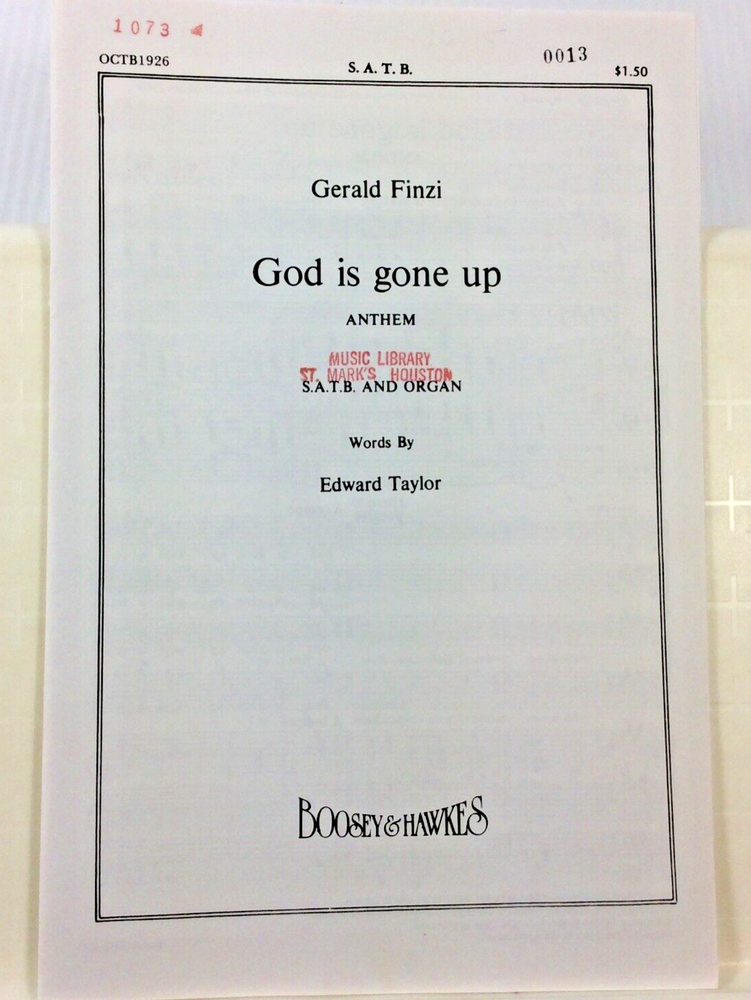 God is Gone Up SATB Choir Sheet Music with Organ by Gerald Finzi