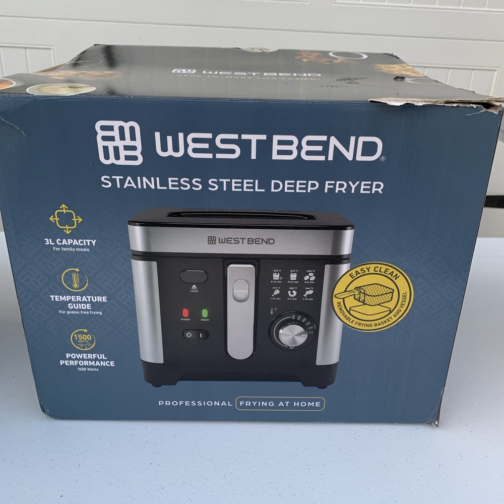 West Bend DFWB3LBK13 3Qt Stainless Steel Deep Fryer NEW