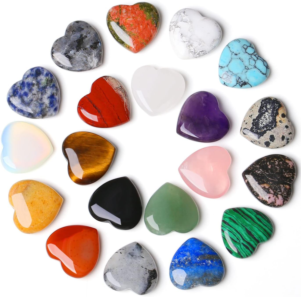 20PCS Natural Crystals and Healing Stones Set Bulk Gifts Heart Gems Gemstones Cr