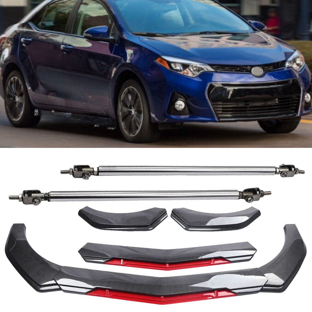 Toyota Corolla Carbon Fiber Front Bumper Lip Spoiler Splitter with Strut Rod