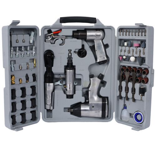 Air Tool and Accessories Kit 71 Piece Impact Wrench Air Ratchet Die Grinder