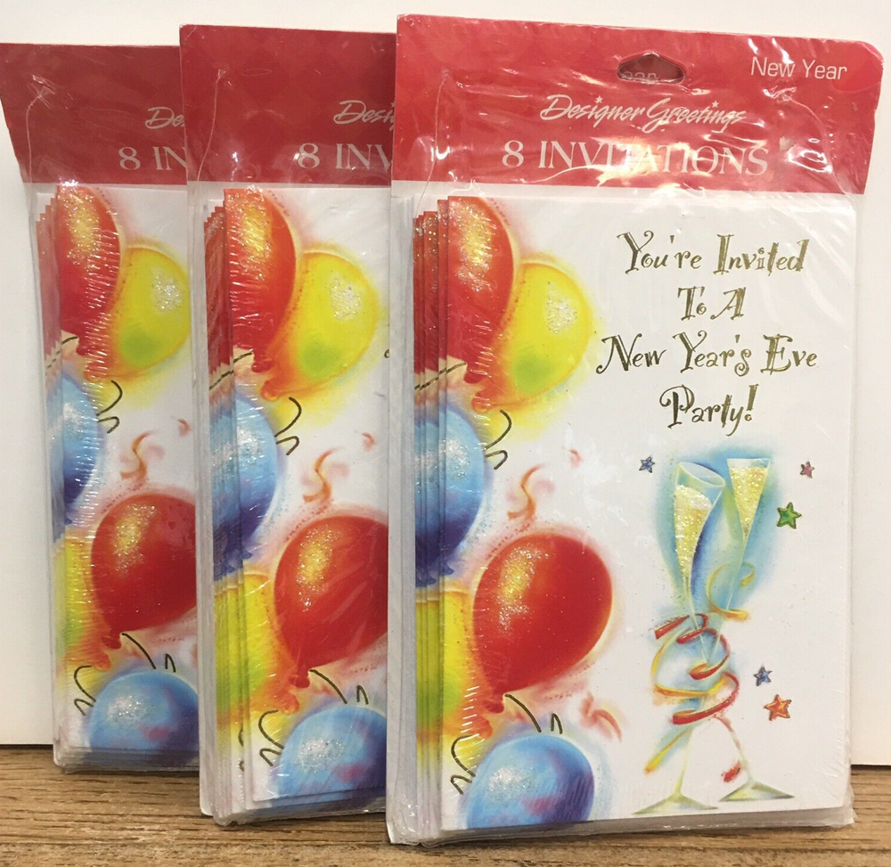 24-Pack Designer New Year's Eve Party Invites with Champagne & Balloons-image