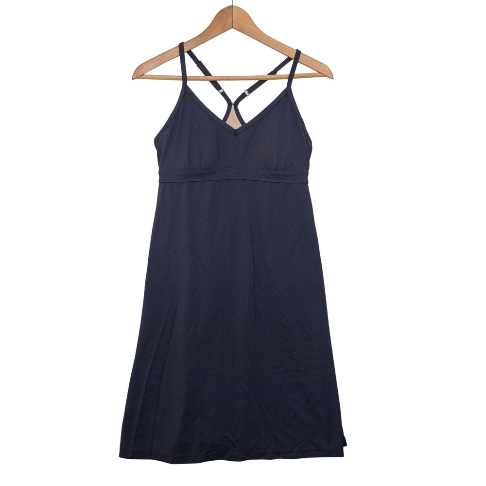 Athleta Shorebreak Swim Dress Womens Small Navy Blue Racerback Shelf Bra
