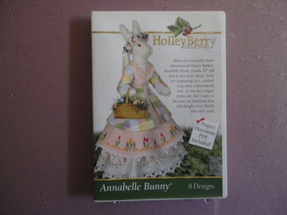 Annabelle Bunny machine embroidery designs on cd by Holly Berry