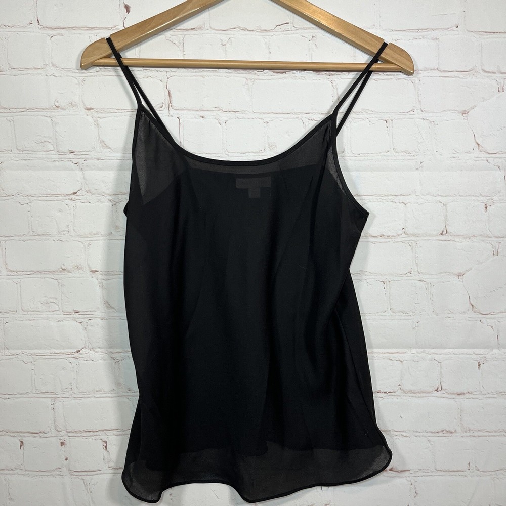 Charter Club Camisole Semi Sheer Spaghetti Strap Tank Top Womens 8 Black