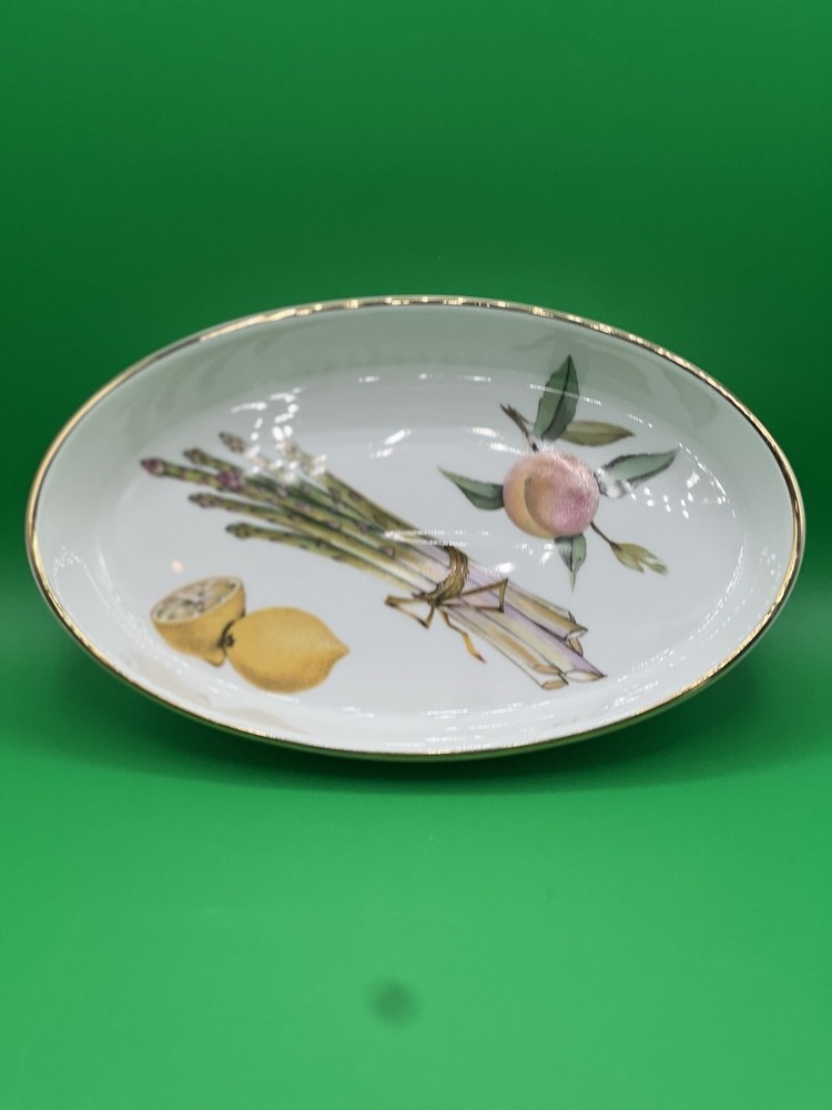 Royal Worcester 1961 Evesham Gold trim OVAL BAKER Asparagus Serving Bowl England
