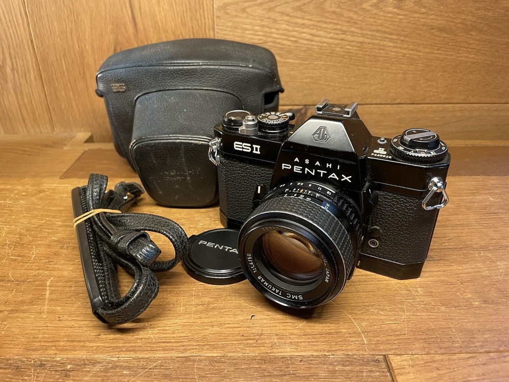 *Near Mint* Pentax ESII ES II Black Film Camera SMC Takumar 50mm F/1.4 From JPN
