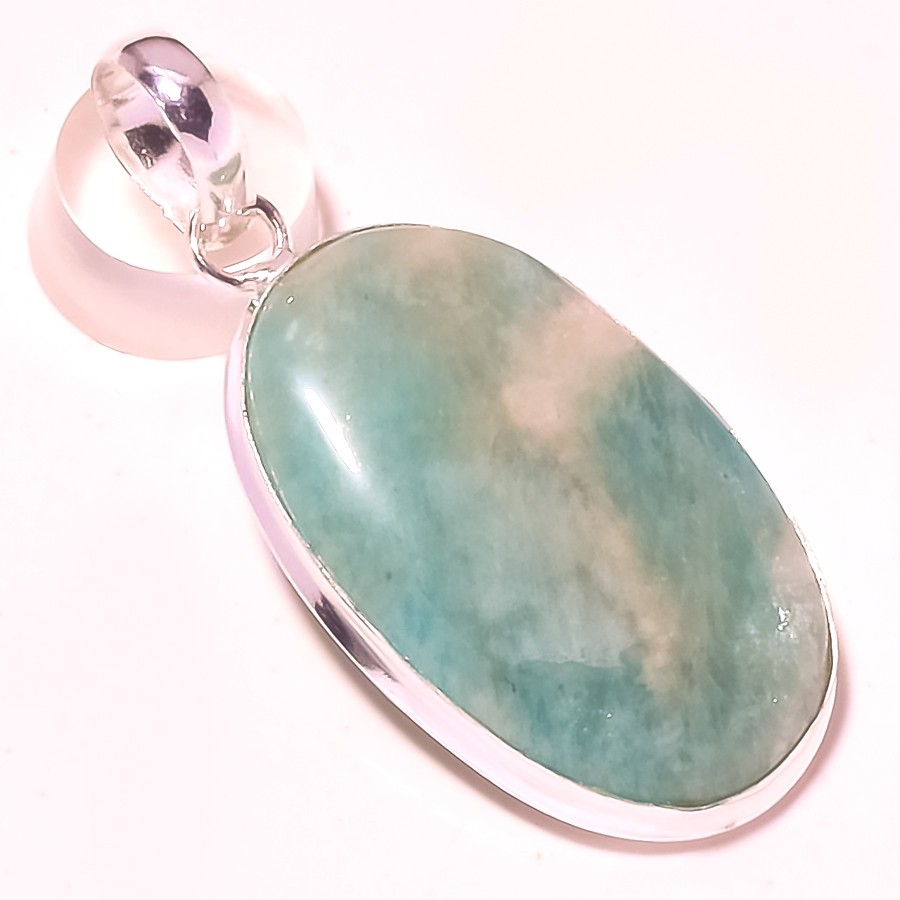 Amazonite Gemstone Handmade Ethnic Antique Design Jewelry Pendant 2.1