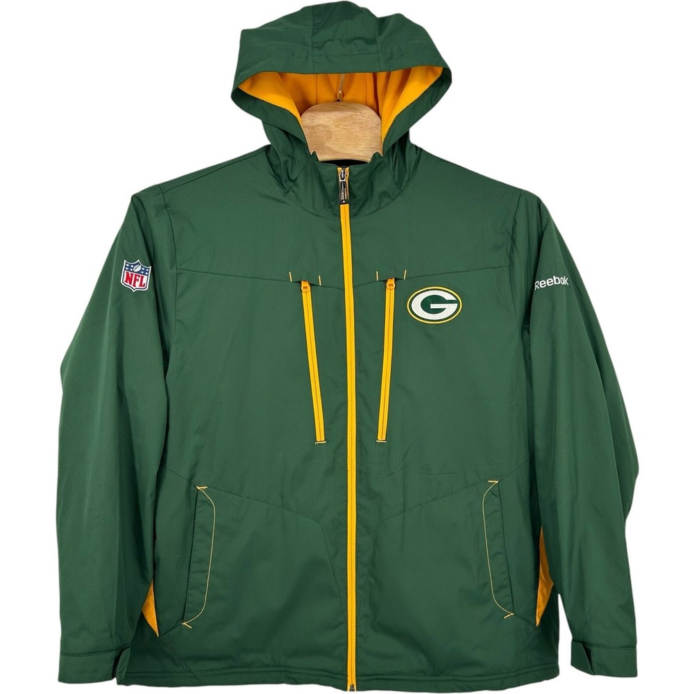 VTG y2k Men's Reebok NFL Green Bay Packers Football Full Zip OnField Jacket Sz L