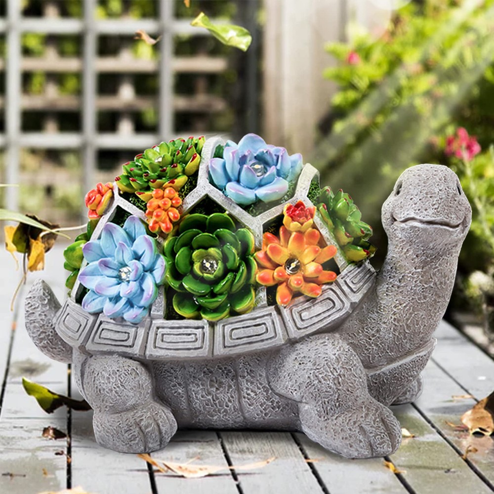Garden Statues, Turtle Garden Decor Clearance Solar Statue with 7 LED Lights ...