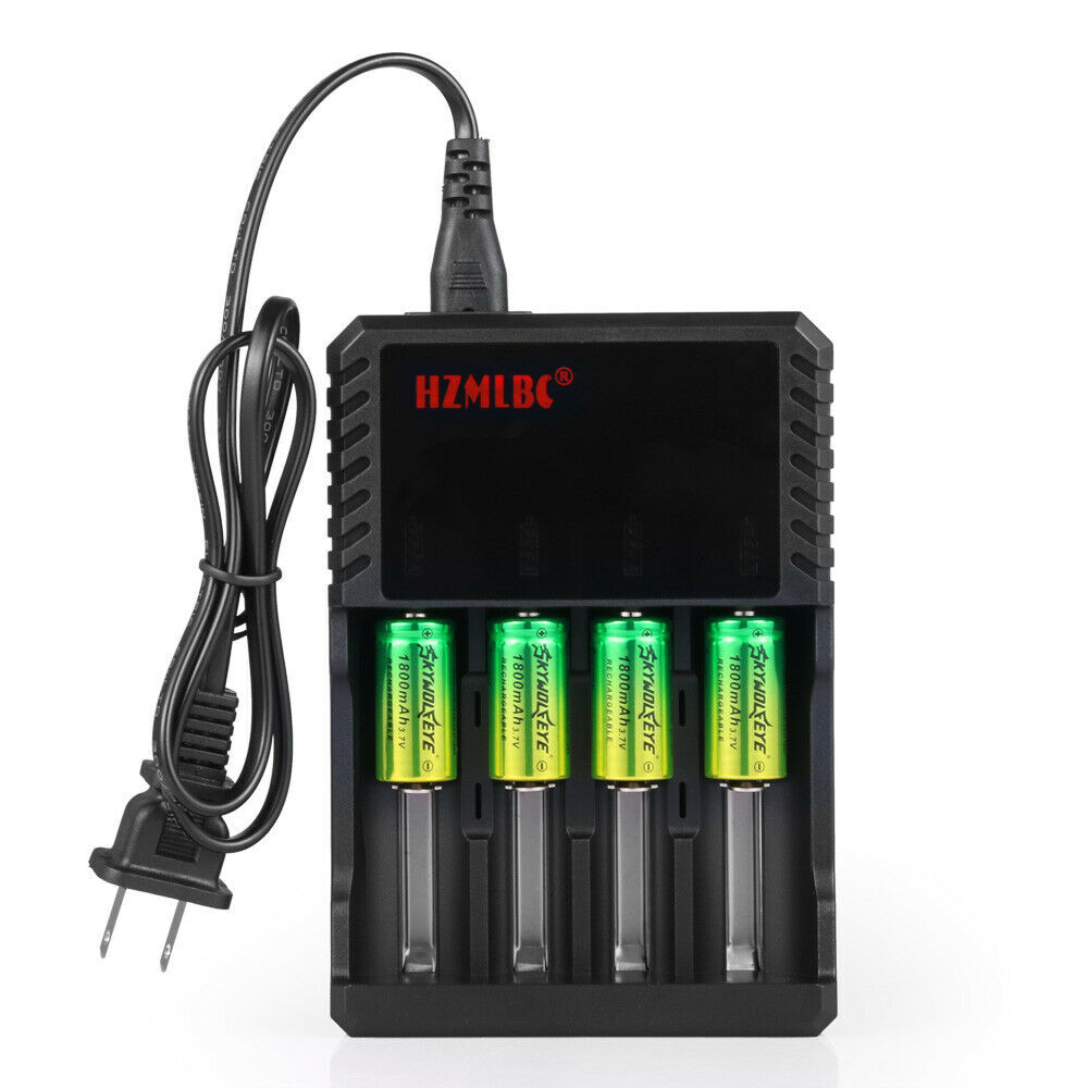 4pcs SkyWolfEye 16340 3.7V 1800mAh Rechargeable Battery with 4 Slot Charger