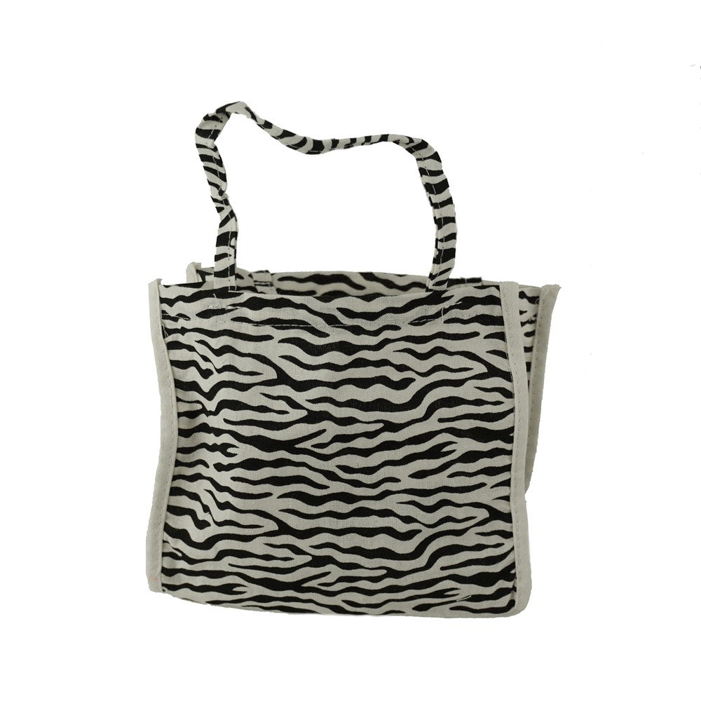 ESC05 Cotton Zebra Print Tote Bag, 7-inch