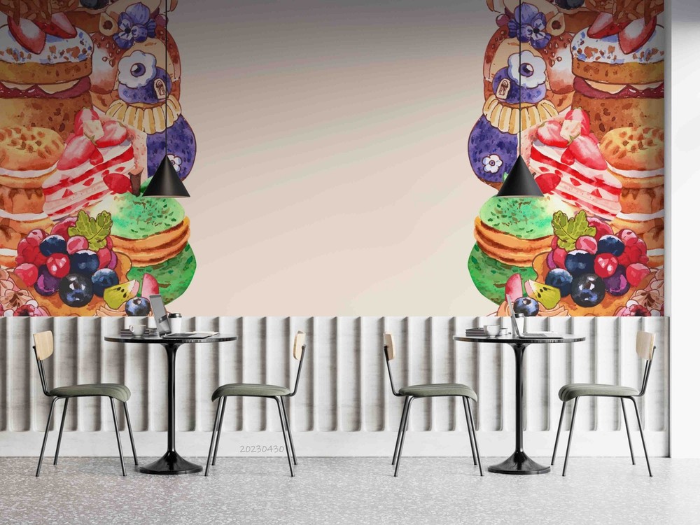 3D Fruit Cake Food Illustration Wall Murals Wallpaper Murals Wall Sticker