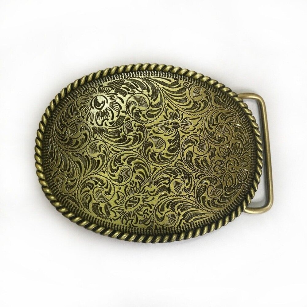 Western Cowboy Belt Buckle for Men & Women USA Retro Floral Rodeo Casual Wear