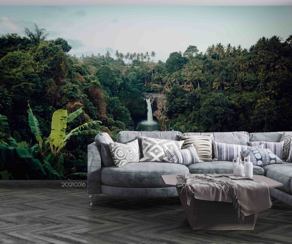 3D Forest Waterfall Landscape Wall Murals Wallpaper Murals Wall Sticker