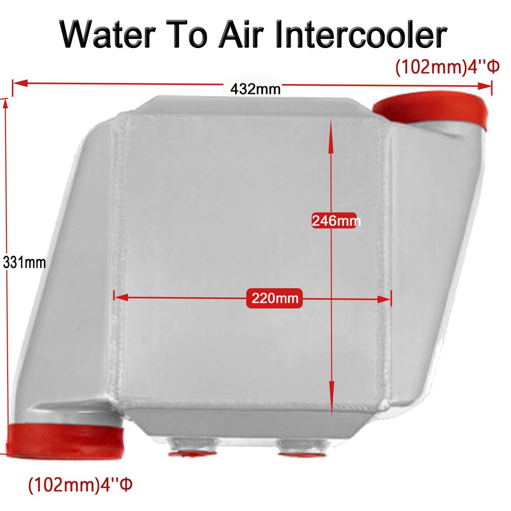 17x12x9 Inch Aluminum Liquid to Air Intercooler with 4 Inch Ports  