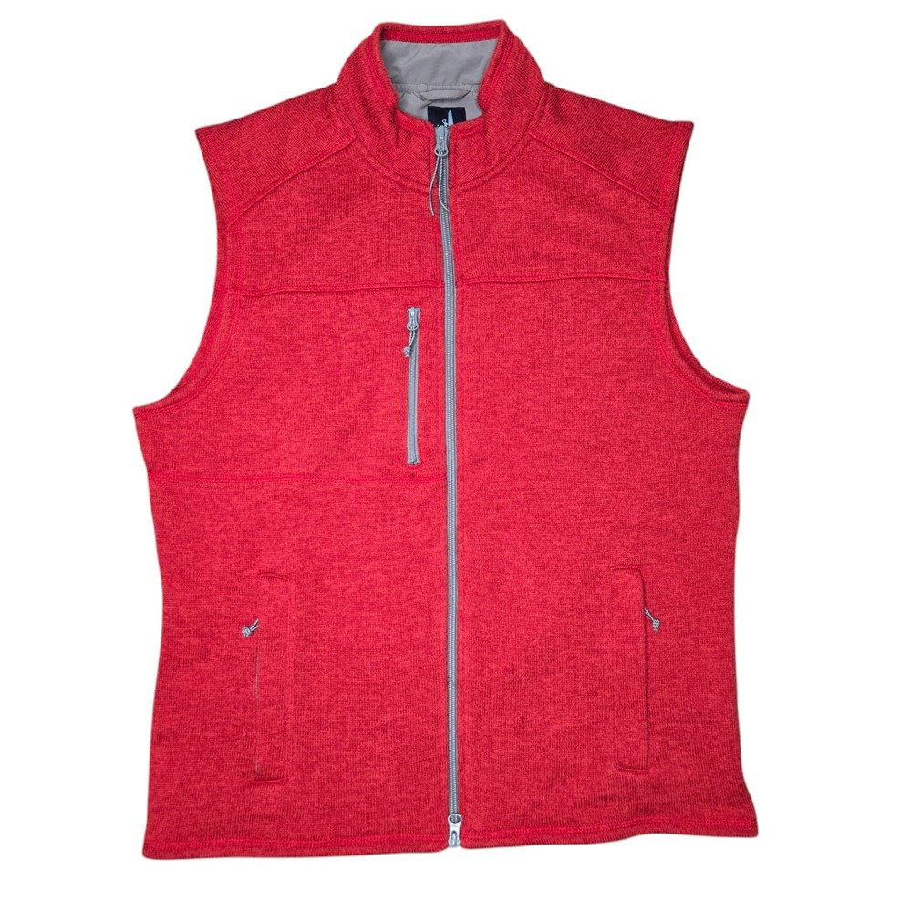 Johnnie-O Men's Double Zip Fleece Vest Jacket Size Medium Red