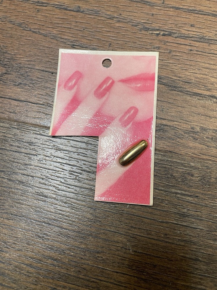 80s Metal Golden Nail 18K Plain Smooth Gold Tone Fingernail Press on Pinky